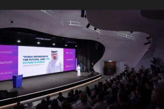 Dubai AI Week 2025 logo with a focus on education and healthcare sectors